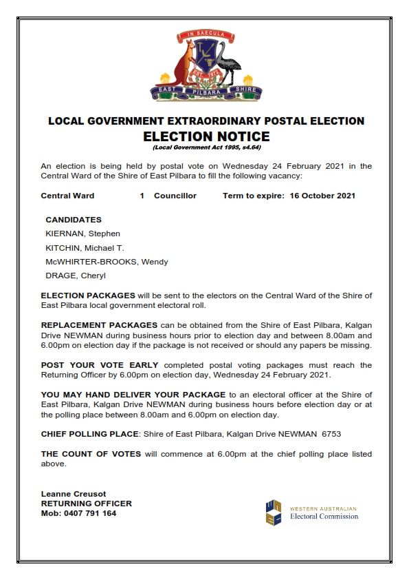 Election Notice - Wednesday 24 February 2021