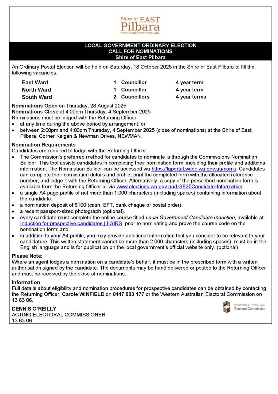 Local Government Ordinary Election - Call for Nominations