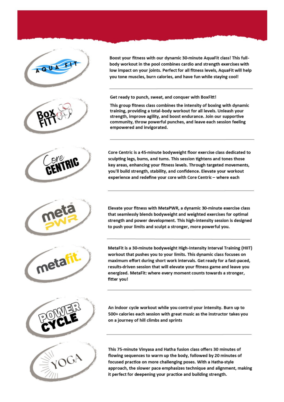 Group Fitness Timetable