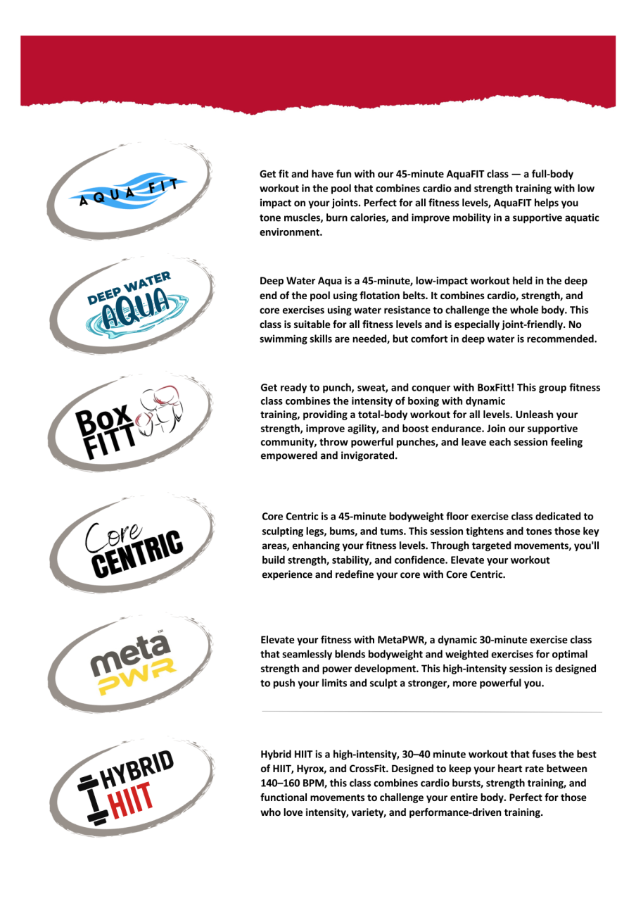 Group Fitness TimeTable 