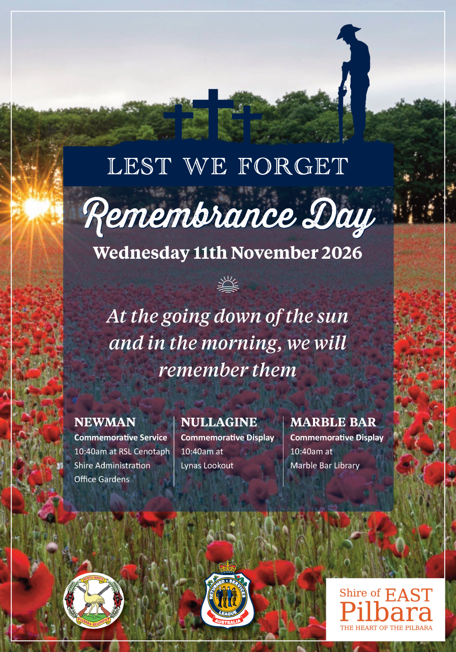 Remembrance Day Ceremonies 2026 Newman Nullagine and Marble Bar